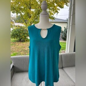 Dana Buchman Turquoise Keyhole Blouse